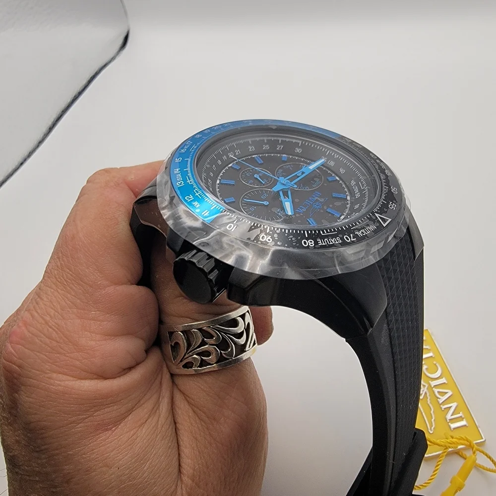 NEW Invicta 39278 Aviator Skyshock Men's Blue Black Quartz Watch Large 50mm Case